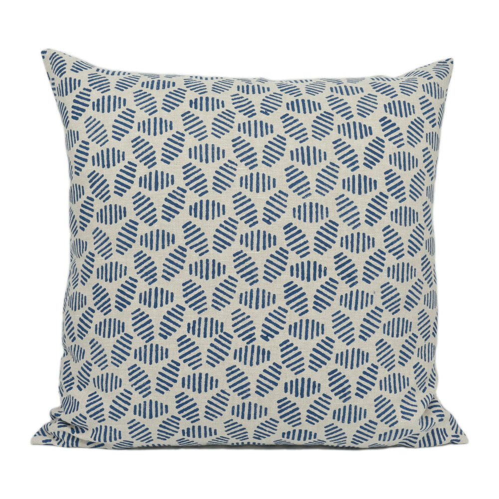 GP & J Baker - Bumble Bee - Indigo - Artisanal Hand Block Graphic Geometric Cushion Cover - Handmade Throw Pillow - Designer Home Décor.