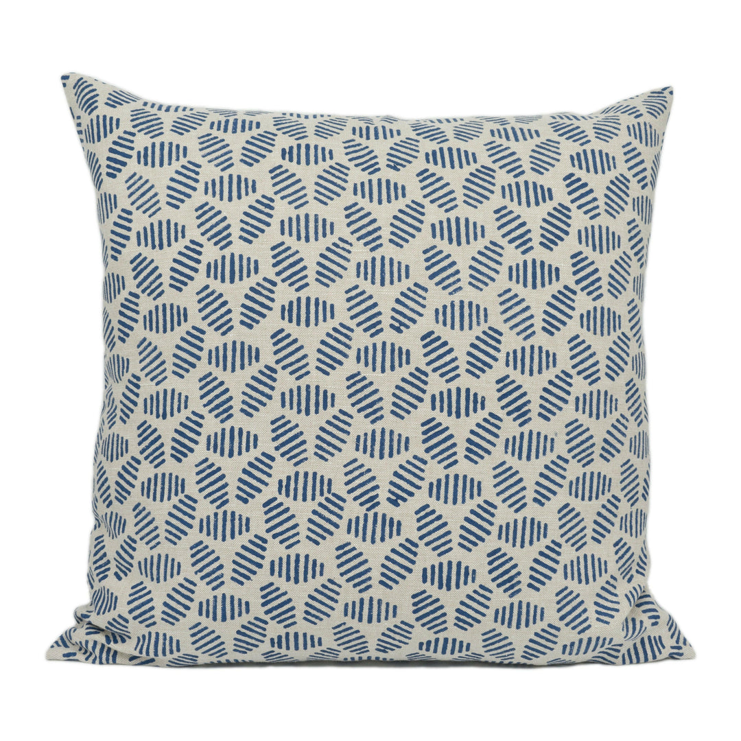 GP & J Baker - Bumble Bee - Indigo - Artisanal Hand Block Graphic Geometric Cushion Cover - Handmade Throw Pillow - Designer Home Décor.