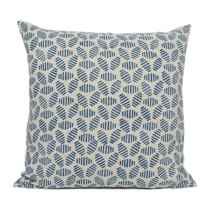 GP & J Baker - Bumble Bee - Indigo - Artisanal Hand Block Graphic Geometric Cushion Cover - Handmade Throw Pillow - Designer Home Décor.