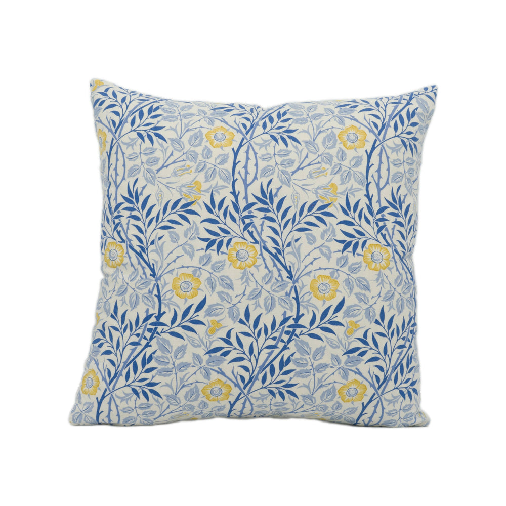 William Morris - Sweet Briar Minor - Yellow / Blue - Stunning RARE Vintage Designer Cushion Cover Handmade Throw Pillow Home Décor.