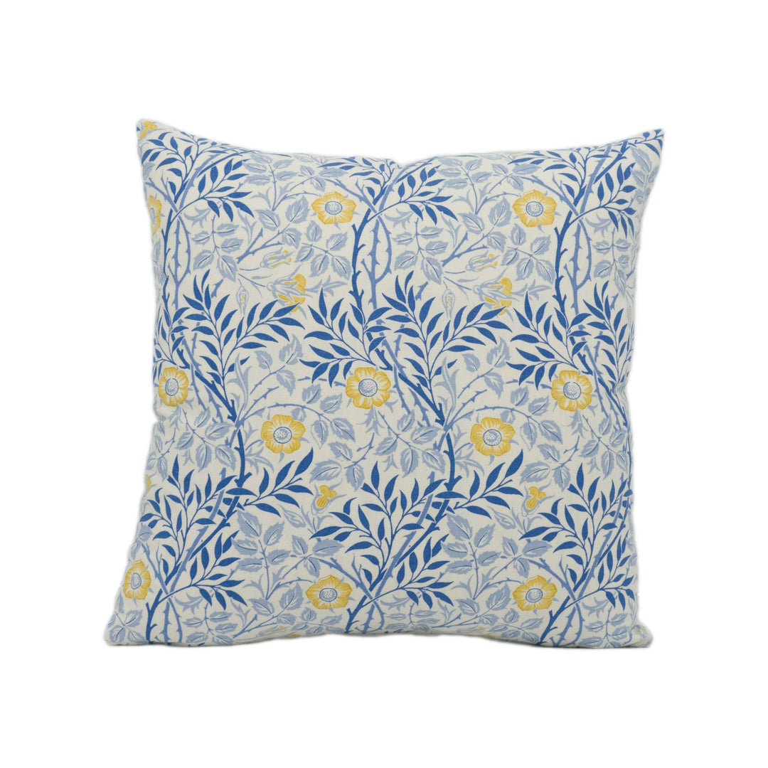 William Morris - Sweet Briar Minor - Yellow / Blue - Stunning RARE Vintage Designer Cushion Cover Handmade Throw Pillow Home Décor.