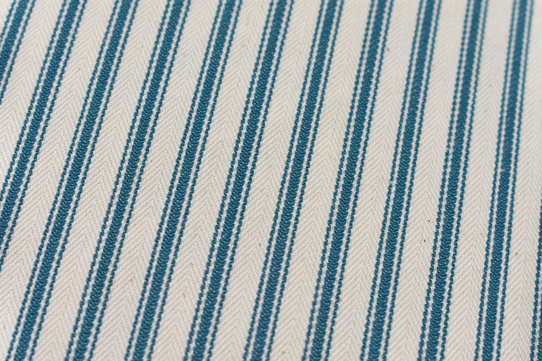 Ian Mankin – Ticking Stripe 1 – Peacock – Designer Cotton Ticking Cushion Cover with Butterfly Flange