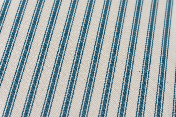 Ian Mankin – Ticking Stripe 1 – Peacock – Designer Cotton Ticking Cushion Cover with Butterfly Flange
