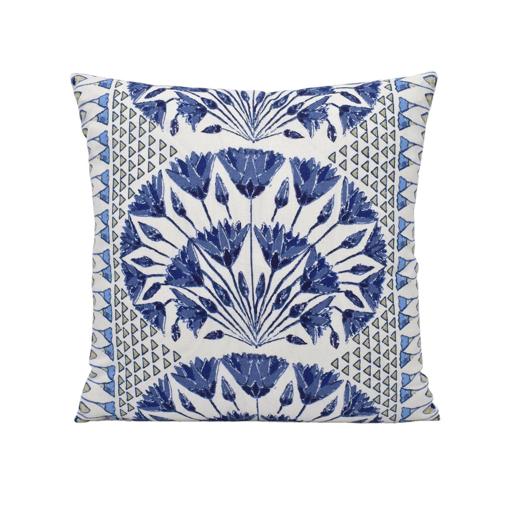 Anna French x Thibaut - Cairo - Blue and White  - Ancient Egyptian Lotus Flower Designer Cushion Cover - Luxury Throw Pillow - Handmade Home.