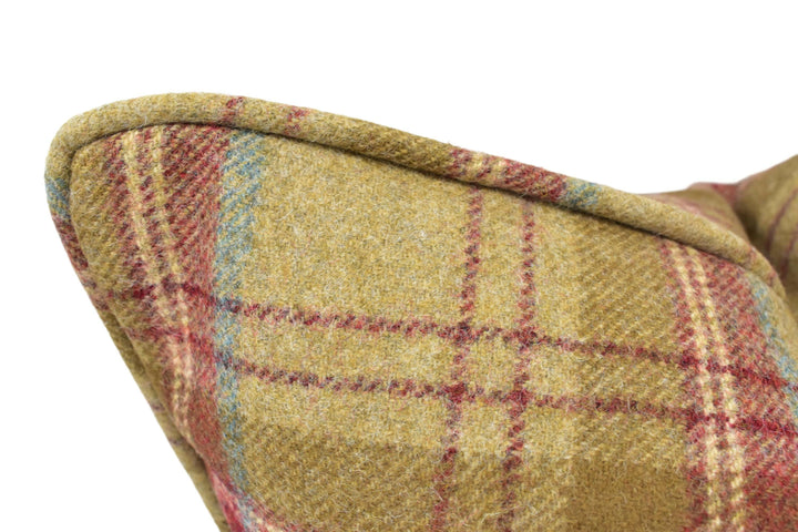 Abraham Moon - Heritage - Scarlet - 100% Wool Cushion Cover - Designer Plaid Pillow Cover - Handmade Wool Moon Pillow Cover - Red and Beige.