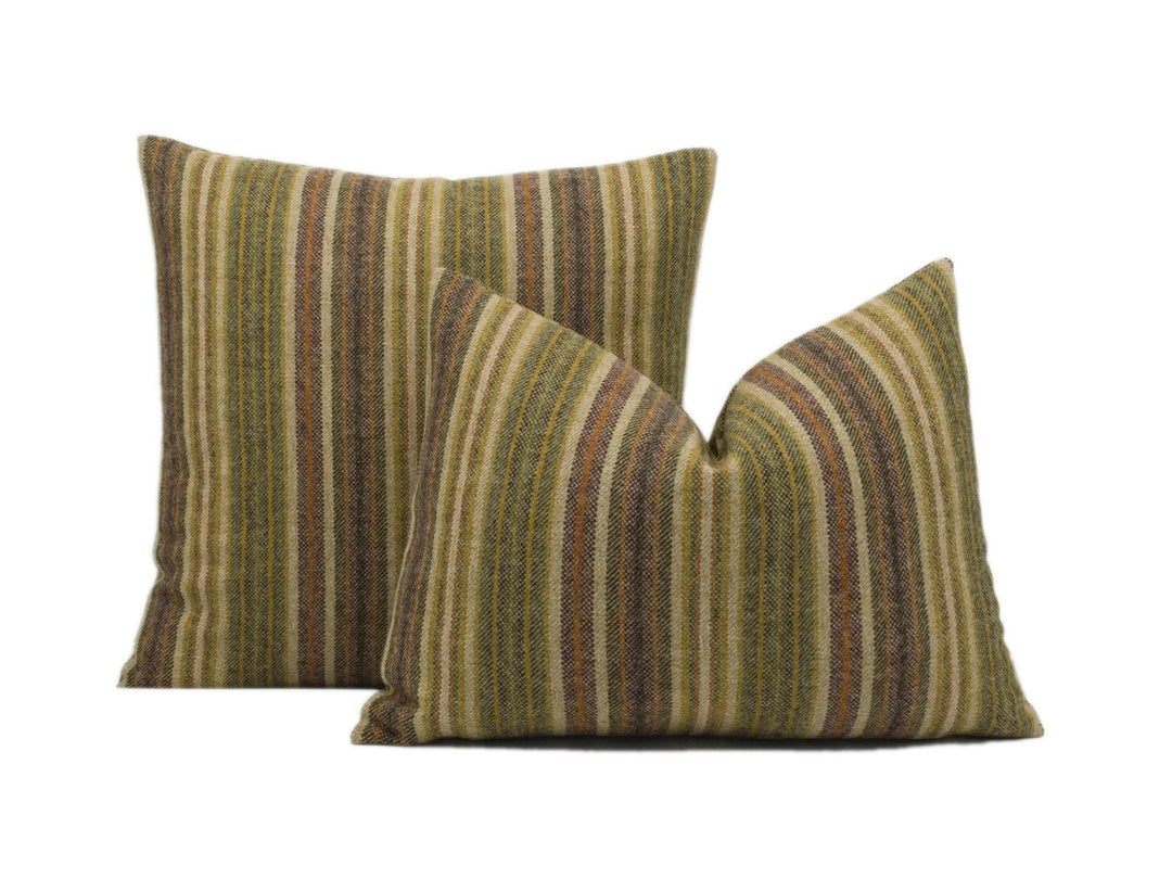 Abraham Moon - Burleigh - Olive -  100% Wool Cushion Cover - Designer Plaid Pillow Cover - Handmade Custom Abraham Moon Pillow.