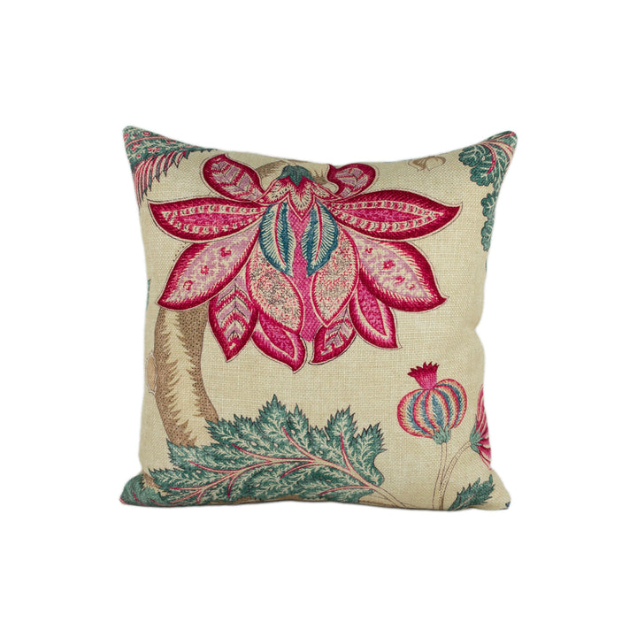 Zoffany - Kalamkari - Indigo / Red - Romantically Flamboyant Floral Cushion Cover - Handmade Throw Pillow Designer Home Decor.