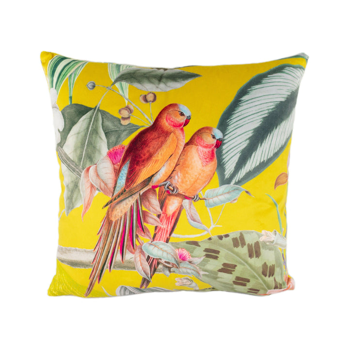 Prestigious - Barbados - Citron - Maximalist Tropical Landscape Velvet Cushion Cover - Handmade Throw Pillow Designer Home Decor.