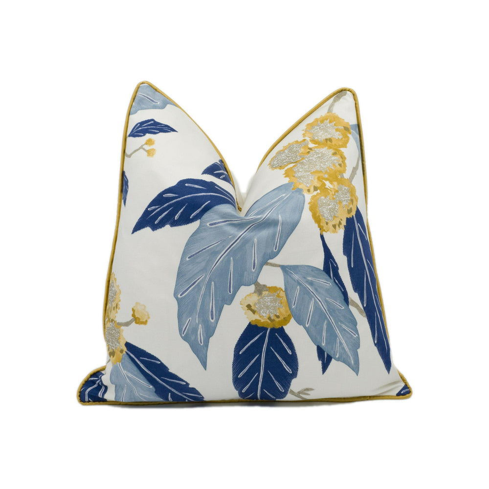 Harlequin - Coppice - Saffron / Cobalt - Glamorous Leaves Cushion Cover Throw Pillow Designer Home Decor.