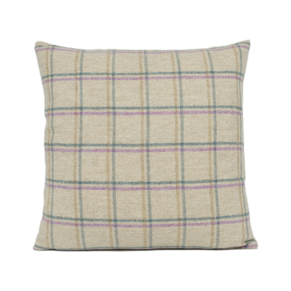 Abraham Moon - Duisdale - Lilac- 100% Wool Cushion Cover - Designer Plaid Pillow Cover - Handmade Custom Abraham Moon Pillow.