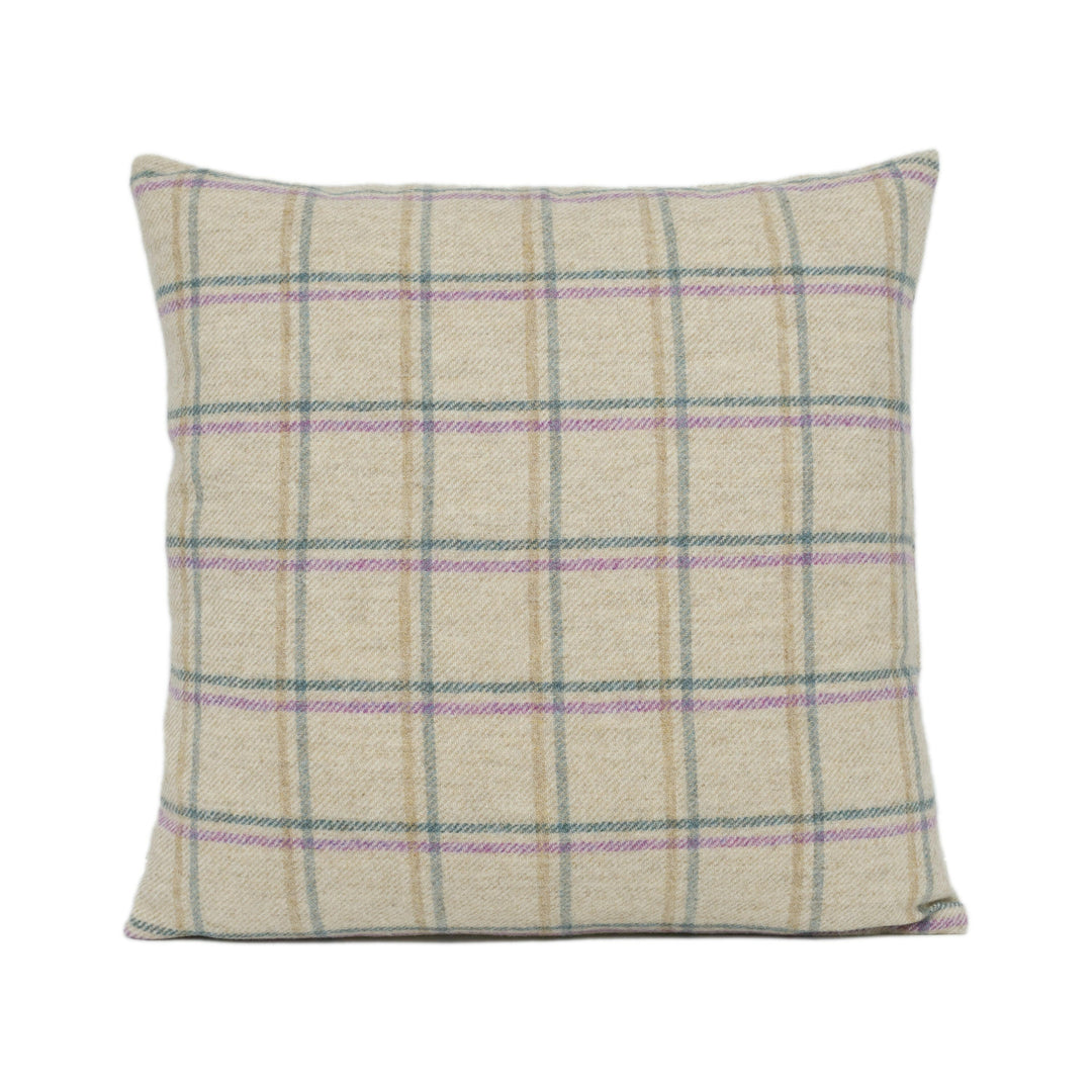 Abraham Moon - Duisdale - Lilac- 100% Wool Cushion Cover - Designer Plaid Pillow Cover - Handmade Custom Abraham Moon Pillow.