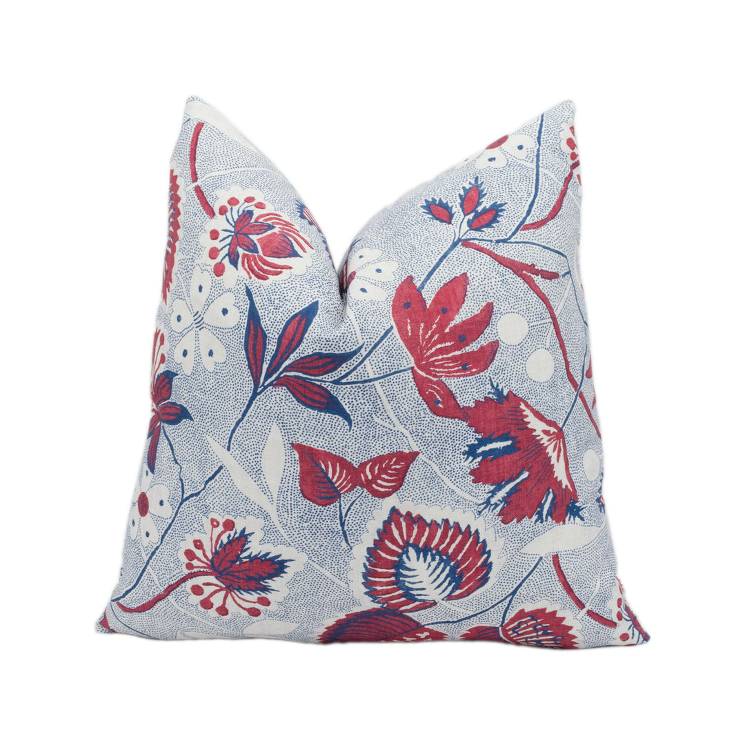 Anna French x Thibaut - Indienne Hazel - Red / Blue - Stunning Designer Cushion Cover Home Décor Throw Pillow.