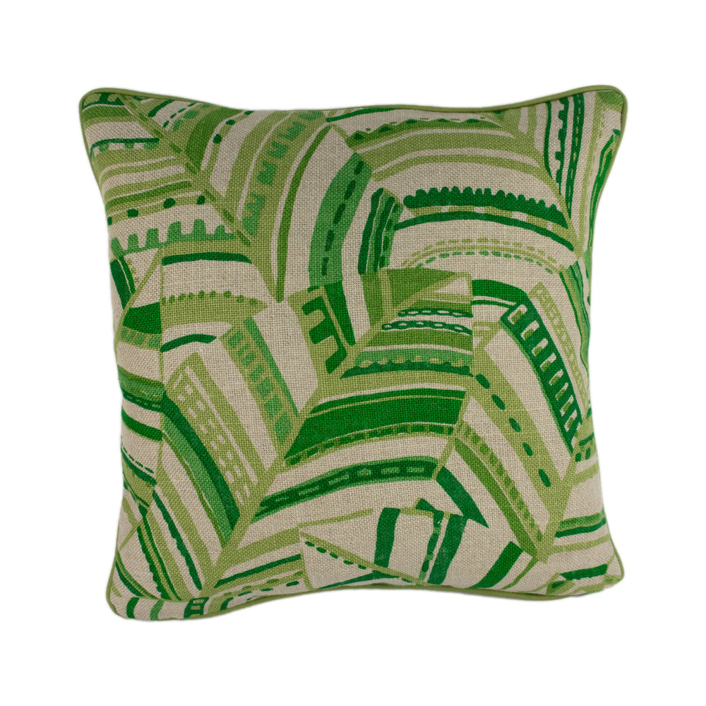 Schumacher -  Deco Leaves - Palm - Sophisticated 1920's Leaf Designer Cushion Cover - Handmade Throw Pillow Designer Home Decor.