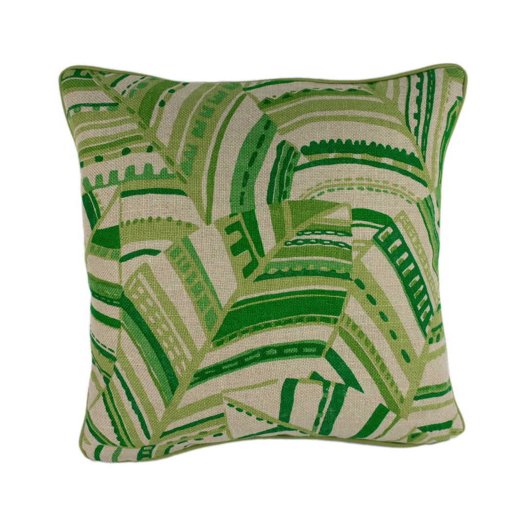 Schumacher -  Deco Leaves - Palm - Sophisticated 1920's Leaf Designer Cushion Cover - Handmade Throw Pillow Designer Home Decor.