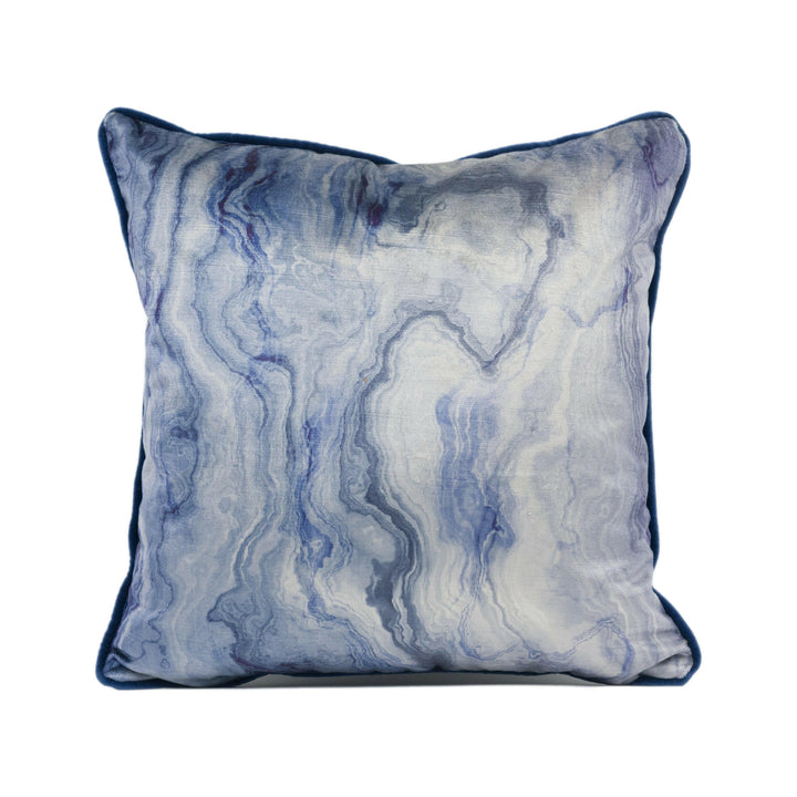 Panaz - Magma - Indigo - Dramatic Large Scale Marble Effect Contrast Piped Cushion Cover - Handmade Throw Pillow - Designer Home Décor.