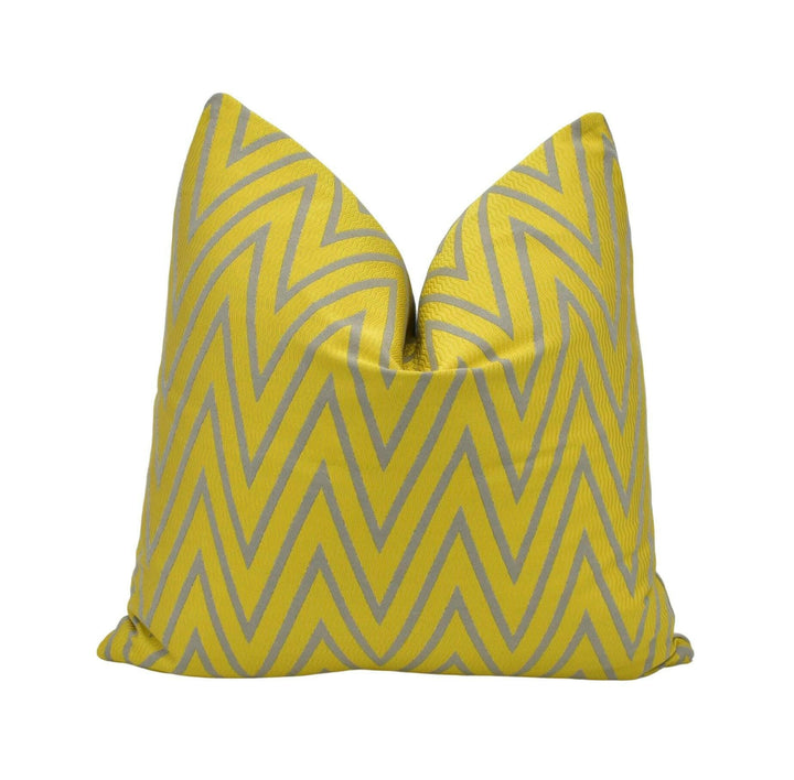 Prestigious - Peak - Citron - Sophisticated Metallic Jacquard Zig Zag Designer Cushion Cover - Luxury Throw Pillow - Handmade Home Decor.