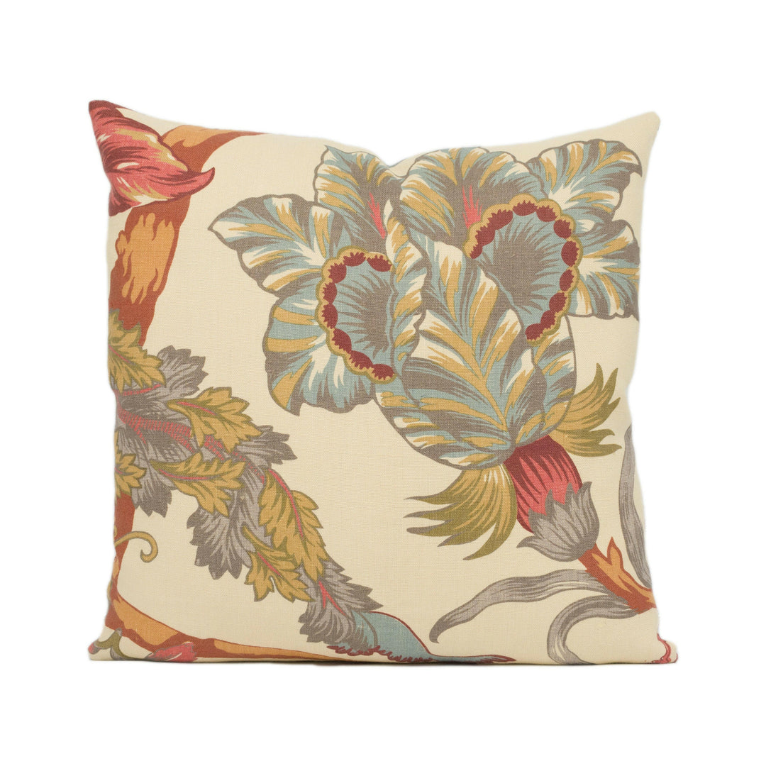 Schumacher - Mandalay Tree - Document - Classic Floral Vine Cushion Cover - Handmade Throw Pillow - Designer Home Décor.