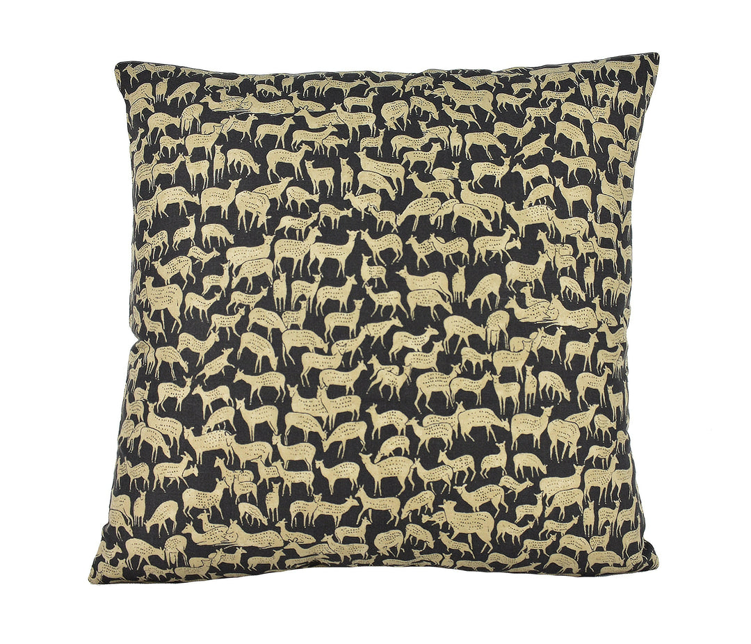 Schumacher - Fauna - Carbon - Charming &amp; Unique Deer Designer Cushion Cover - Handmade Throw Pillow - Luxury Home Decor.