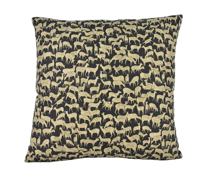 Schumacher - Fauna - Carbon - Charming &amp; Unique Deer Designer Cushion Cover - Handmade Throw Pillow - Luxury Home Decor.