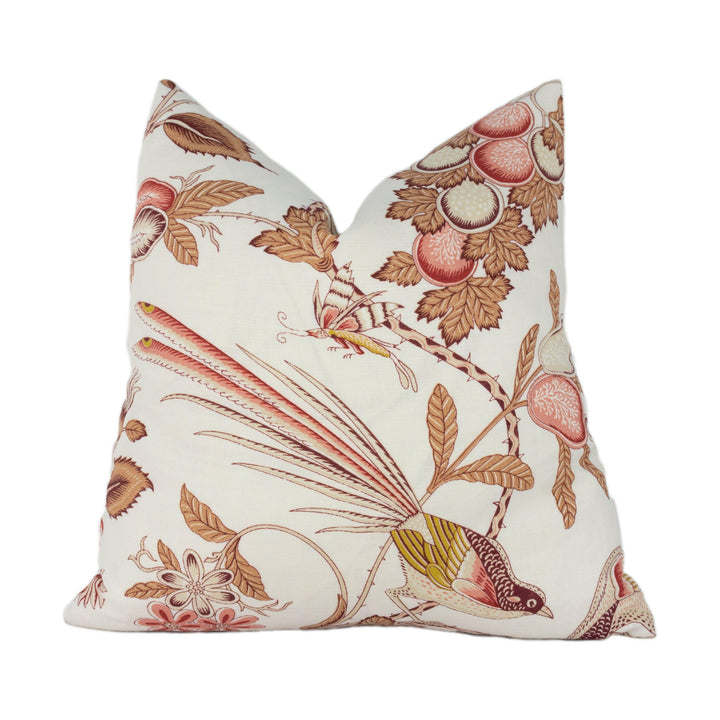 Schumacher - Campagne - Rose &amp; Ochre - Lush Lively French Floral Designer Cushion Cover - Handmade Throw Pillow - Designer Home Decor.