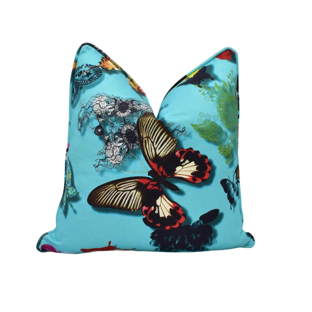 Designers Guild x Christian Lacroix - Butterfly Parade - Lagon - Expressive Artistic Designer Butterflies Cushion Cover - Luxury Handmade.