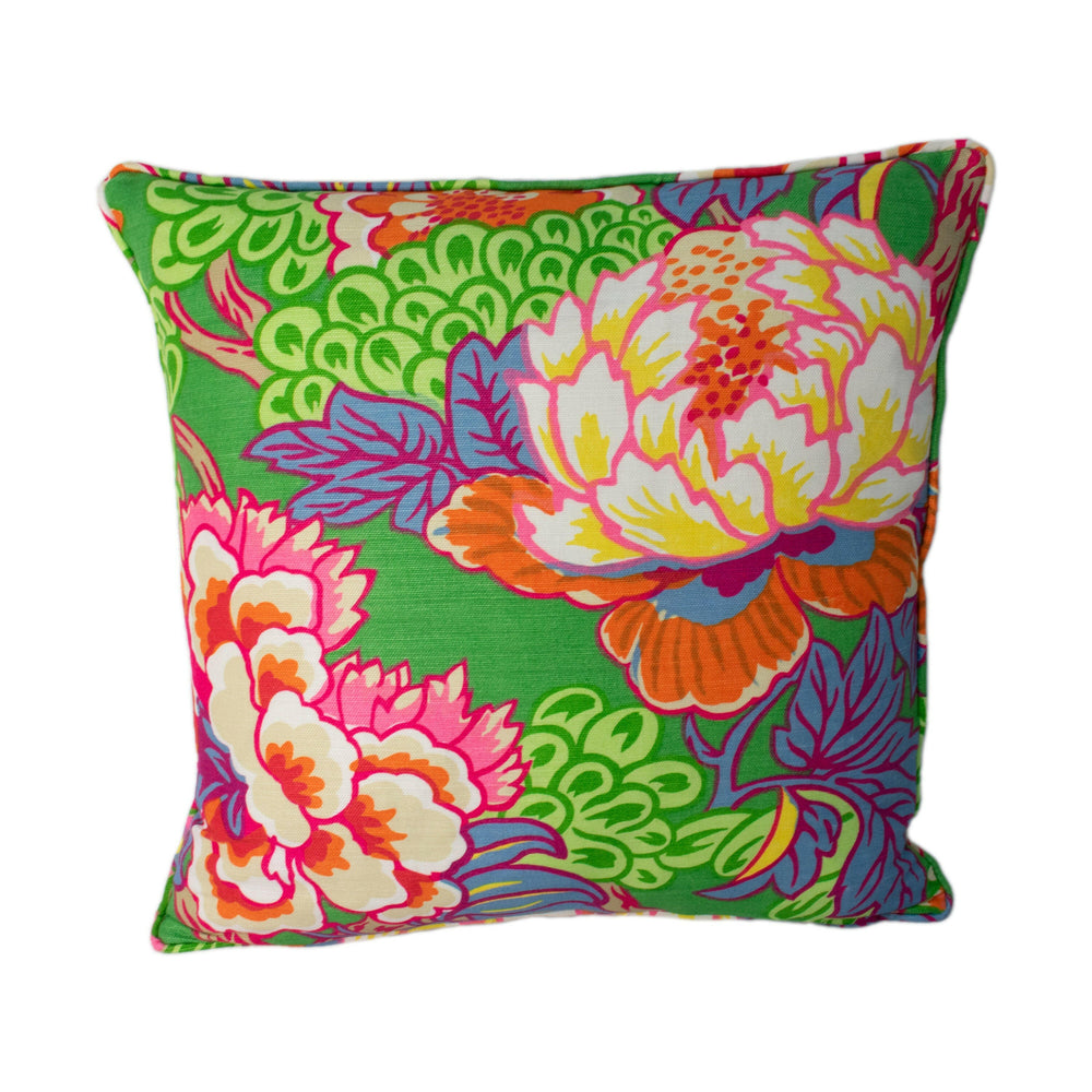 Thibaut - Honshu - Green - Large Scale Floral Japanese Garden Designer Cushion Cover - Luxury Throw Pillow - Handmade Home Decor.