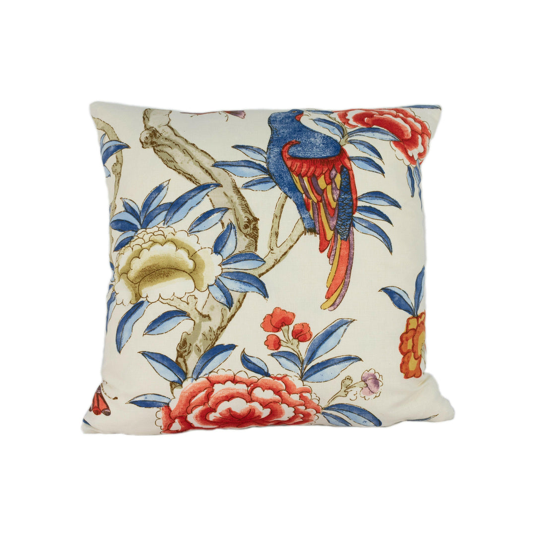 Thibaut - Giselle - Blue and Coral - Cushion Cover Throw Pillow Designer Home Decor.