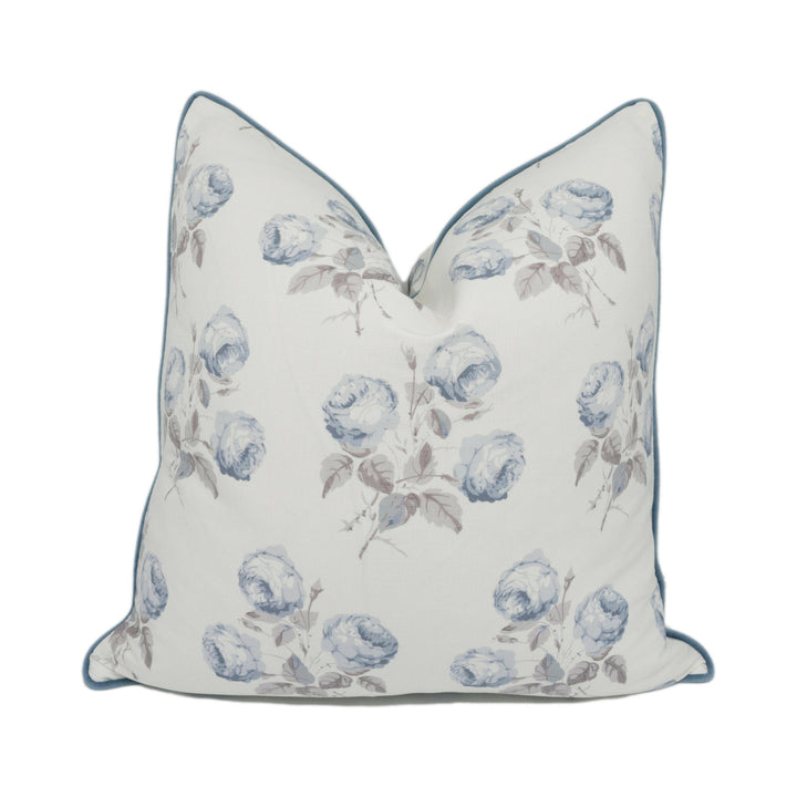 Colefax and Fowler - Bowood - Blue / Grey - Plain or Piped - Iconic Floral Designer Cushion Cover Handmade Throw Pillow Luxury Home Decor.