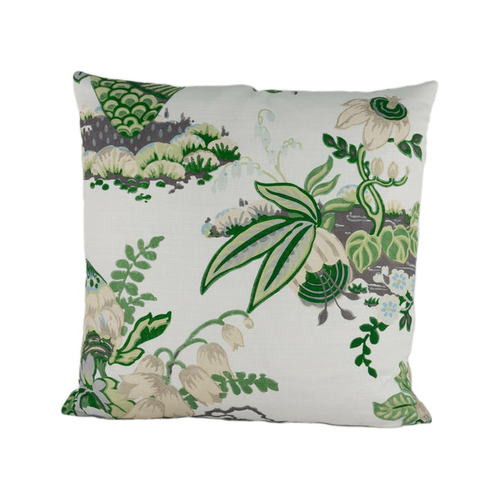 Anna French x Thibaut - Fairbanks - Savoy Collection - Green and White - Stunning Floral Cushion Cover - Handmade Pillow Throw Luxury Home.