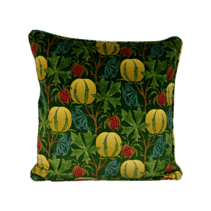 GP and J Baker - Pumpkins - Green / Terracotta - Inspired 20th Century Archival Bloc Print Designer Cushion Cover - Luxury Throw Pillow.