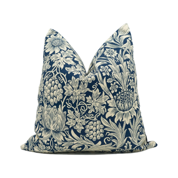 William Morris - Cotswold Sunflower - Indigo - Stunning British Heritage Floral Cushion Cover - Handmade Throw Pillow - Designer Home Décor.