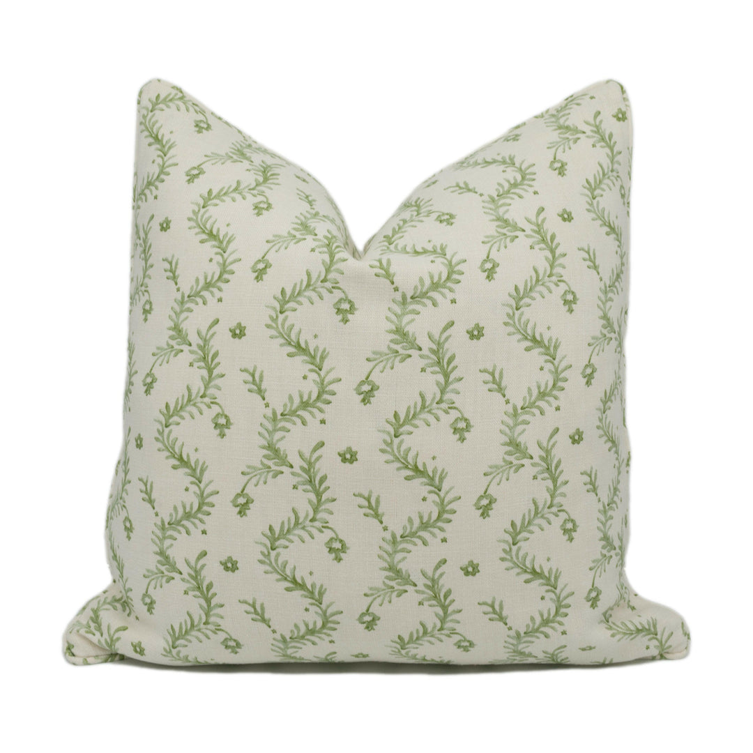 Linwood - Magic Lantern - Sea Kelp - Marine Style Trailing Floral Self Piped Cushion Cover - Handmade Throw Pillow - Designer Home Décor.