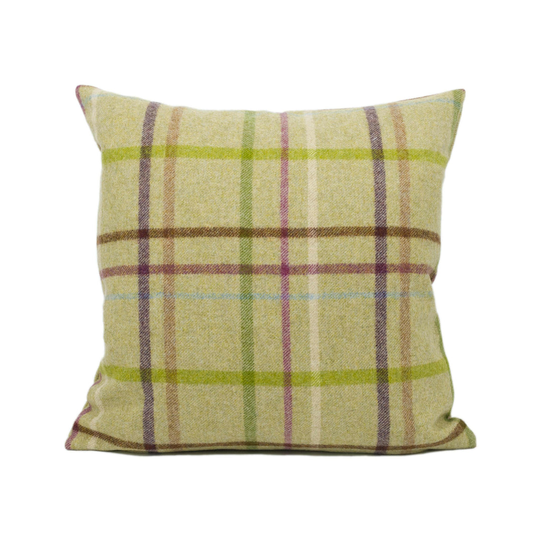 Abraham Moon - Multicheck - Lime -  100% Wool Cushion Cover - Designer Plaid Pillow Cover - Handmade Custom Abraham Moon Pillow.