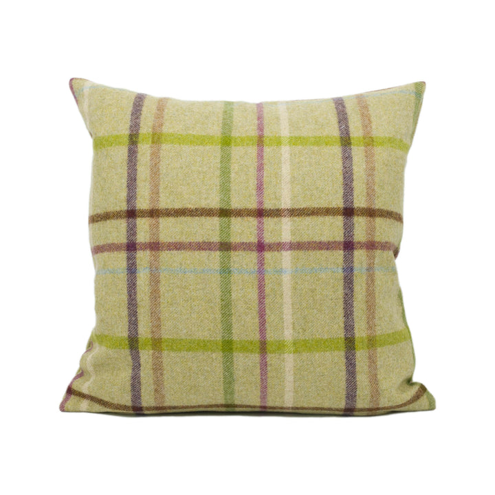 Abraham Moon - Multicheck - Lime -  100% Wool Cushion Cover - Designer Plaid Pillow Cover - Handmade Custom Abraham Moon Pillow.