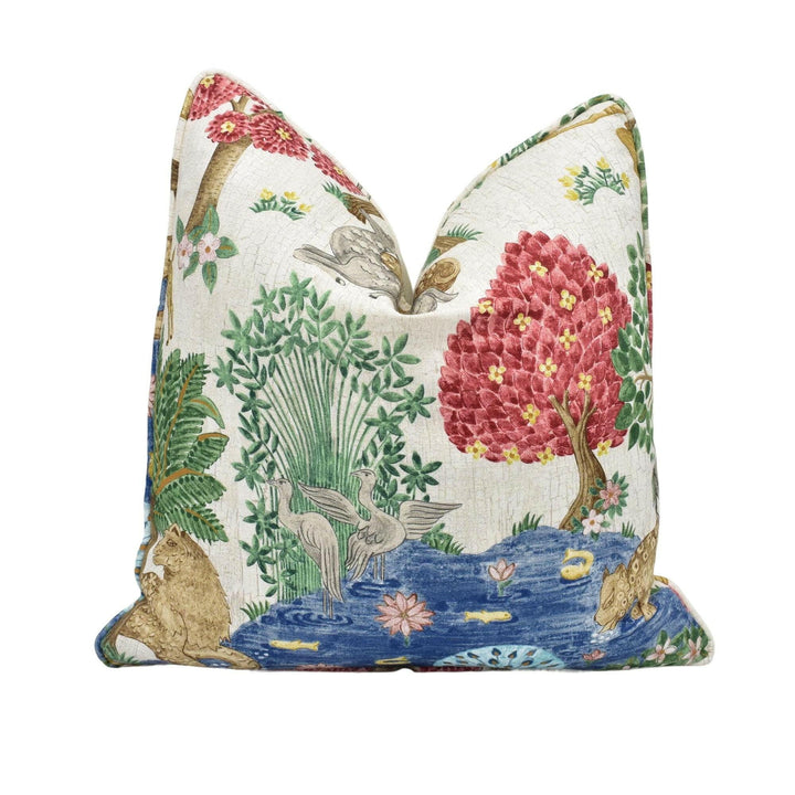 Sanderson - Pamir Garden - Cream Indigo  - Persian Garden Animal Oasis Designer Cushion Cover - Luxury Throw Pillow - Handmade Home Decor.