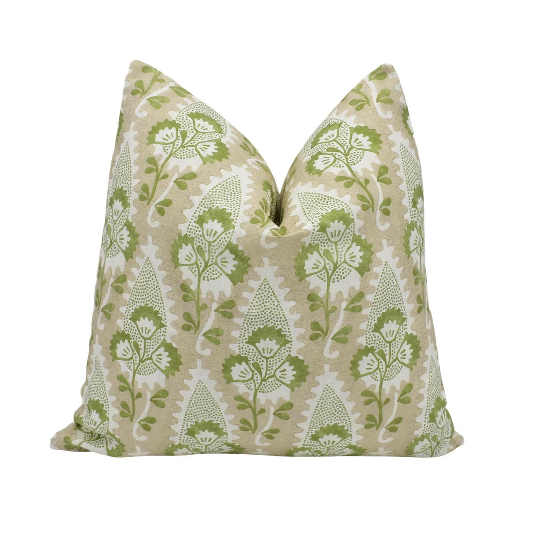 Anna French x Thibaut - Cornwall - Green and Beige - Beautiful Botanical Paisley Designer Cushion Cover - Luxury Throw Pillow - Handmade.