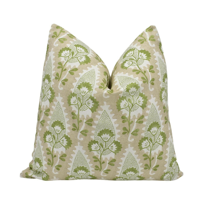 Anna French x Thibaut - Cornwall - Green and Beige - Beautiful Botanical Paisley Designer Cushion Cover - Luxury Throw Pillow - Handmade.