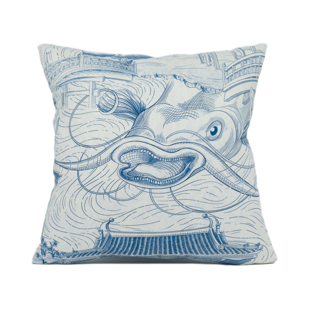Zoffany - Eastern Palace - Indigo - Elegant Japanese Inspired Cushion Cover - Handmade Throw Pillow - Designer Home Décor.