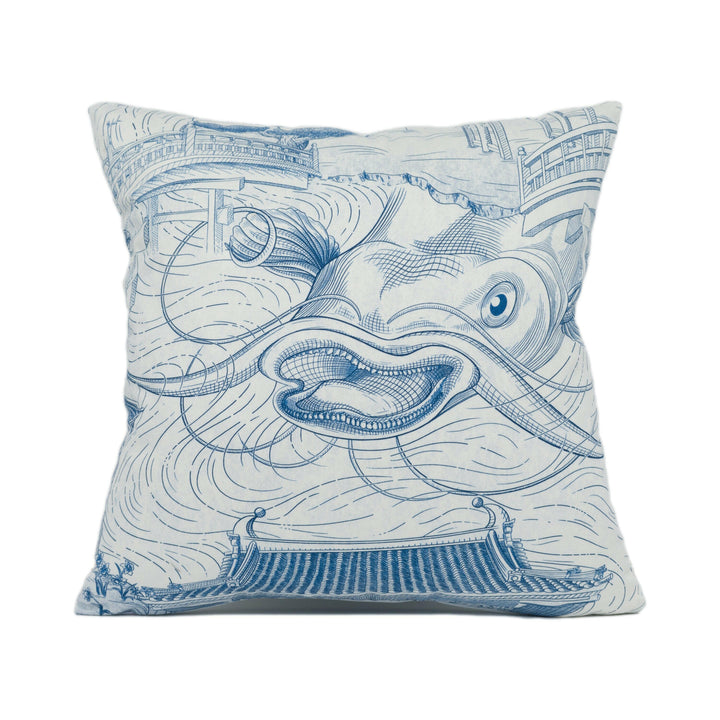 Zoffany - Eastern Palace - Indigo - Elegant Japanese Inspired Cushion Cover - Handmade Throw Pillow - Designer Home Décor.