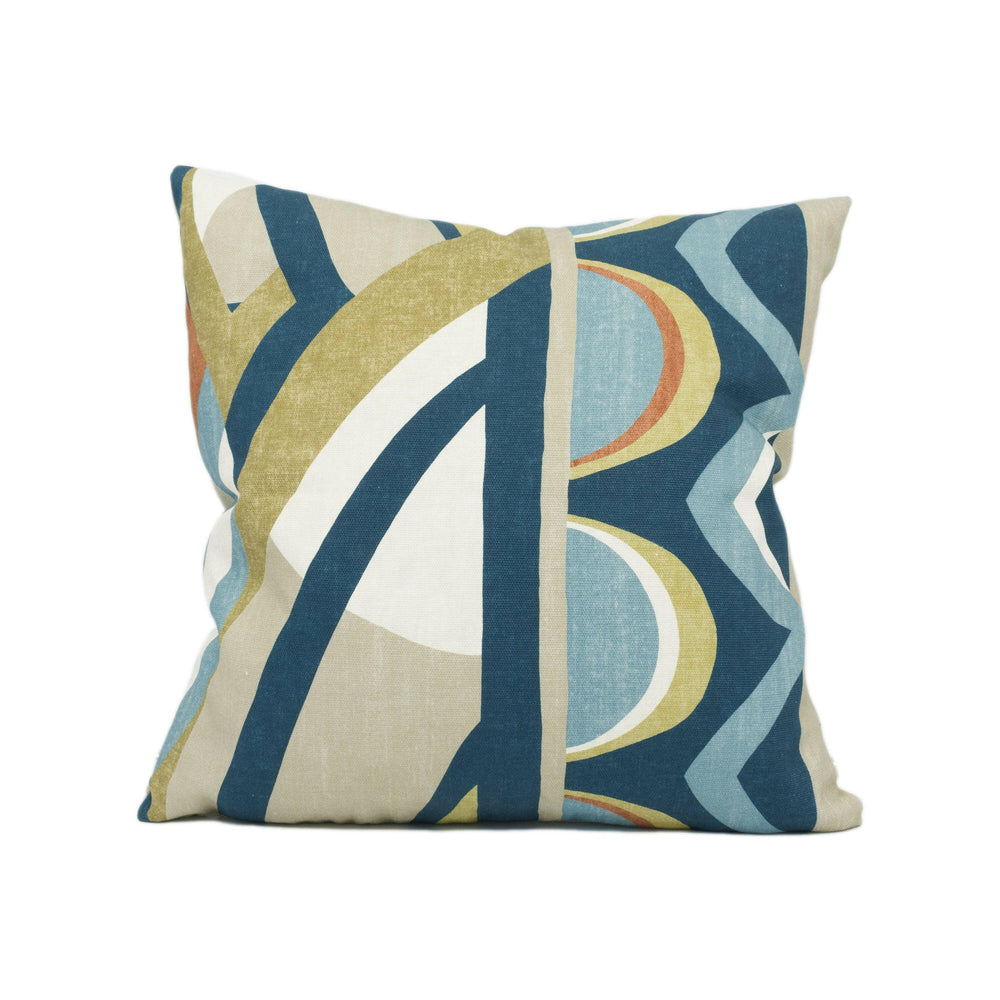 Harlequin - Atelier - Ink / Sky /Stone - Vintage 70's inspired Cushion Cover - Handmade Throw Pillow - Designer Home Décor.