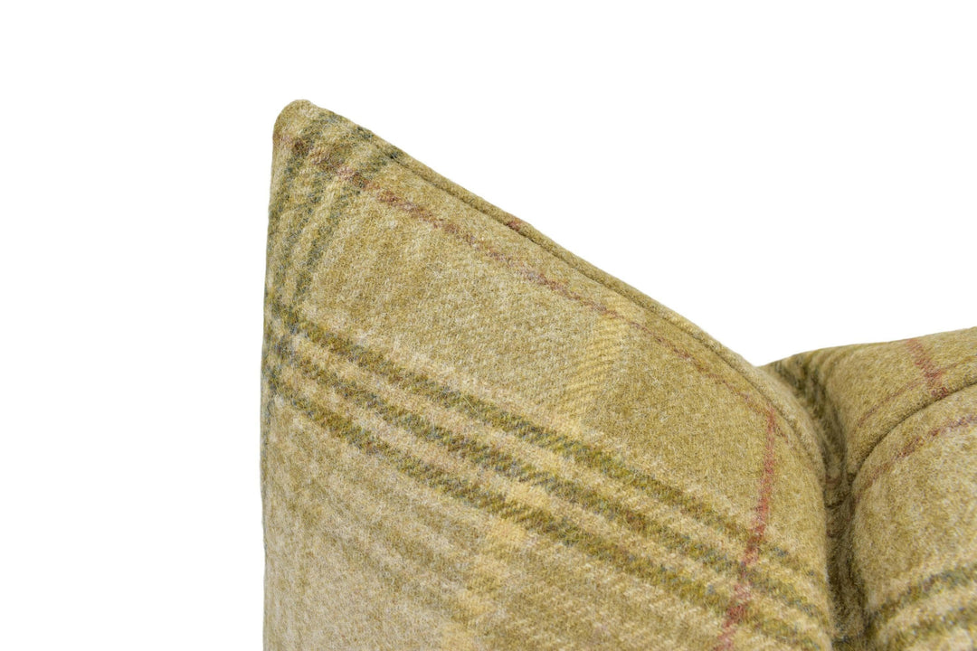 Abraham Moon - Huntingtower - Sand - 100% Wool Cushion Cover - Designer Plaid Pillow Cover - Handmade Custom Abraham Moon Pillow.