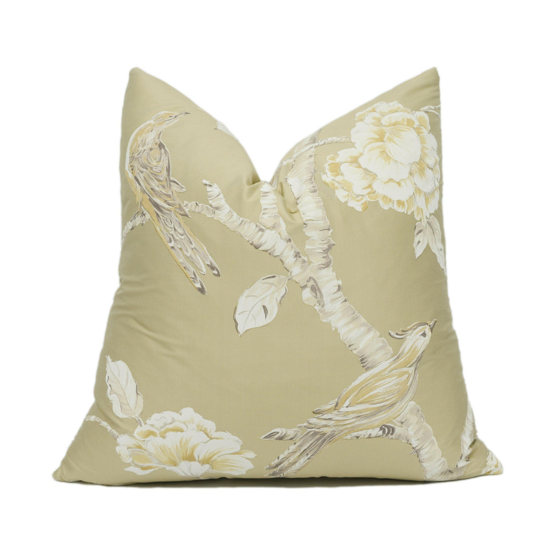 Zoffany - Woodville Silk - Tussah - Floral Painterly Chinoiserie Cushion Cover - Handmade Throw Pillow - Designer Home Décor.