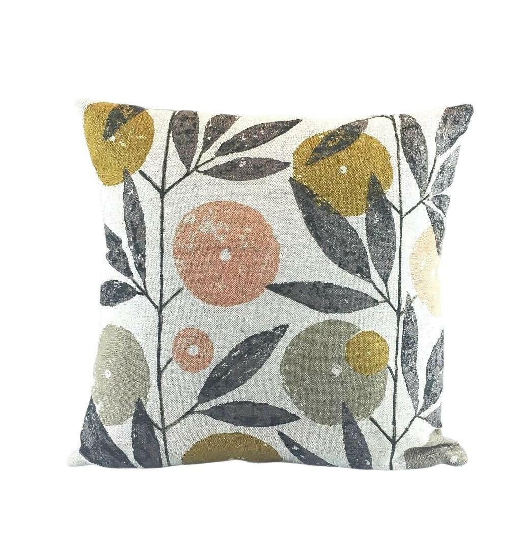 Scion - Blomma - 4 Colourways Available - Kiwi / Heather / Toffee / Tangerine - Retro Floral Cushion Cover - Handmade Throw Pillow Designer.