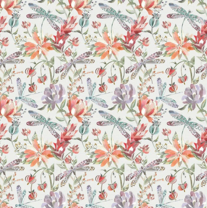 Voyage - Volatus - Cinnamon - Delicate Dragonflies &amp; Abundant Floral Cushion Cover - Handmade Throw Pillow Designer Home Decor.