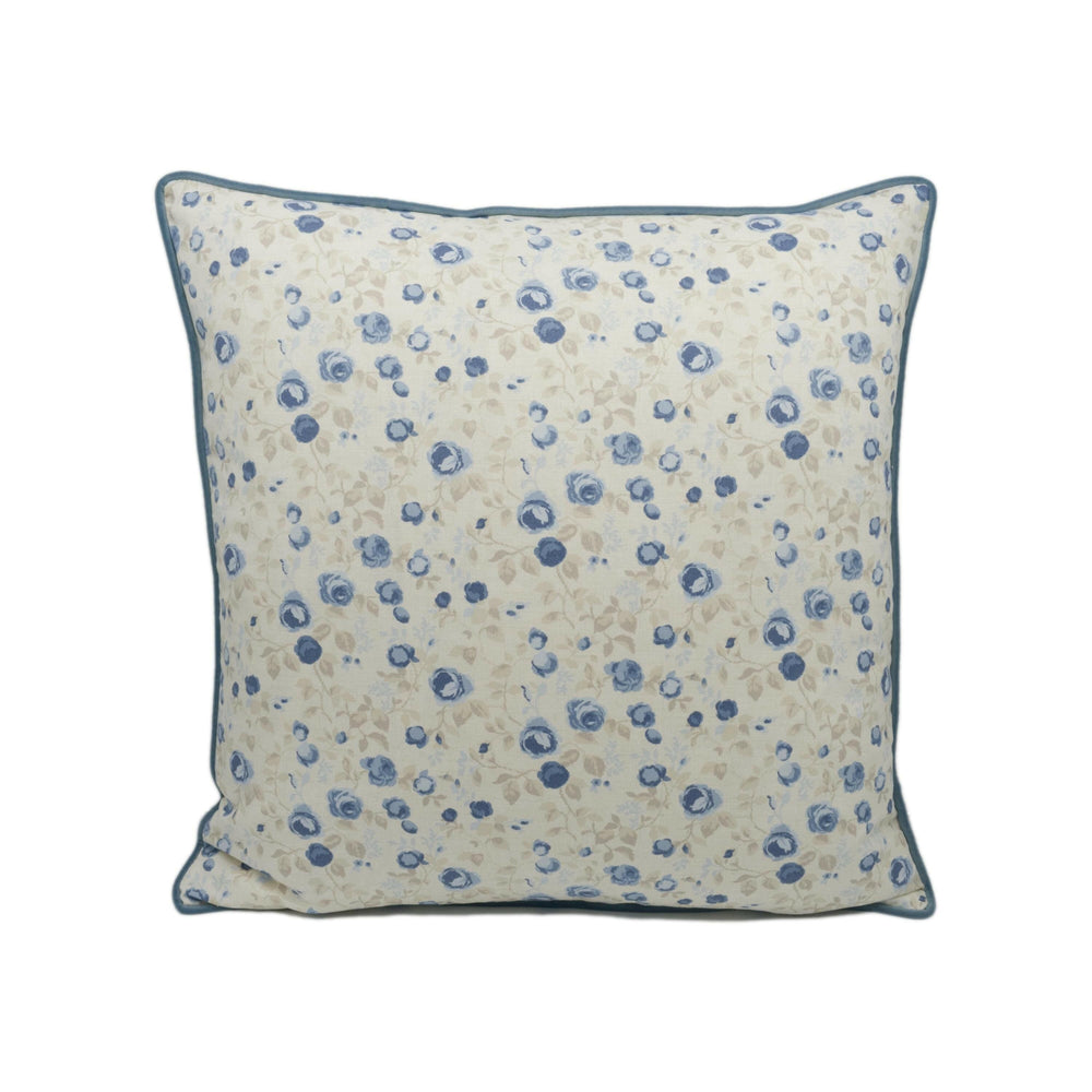 Clarke & Clarke x Studio G - Maude - Chambray - Pretty Small Scale Floral Rose Contrast Piped Cushion Cover - Handmade Throw Pillow -.
