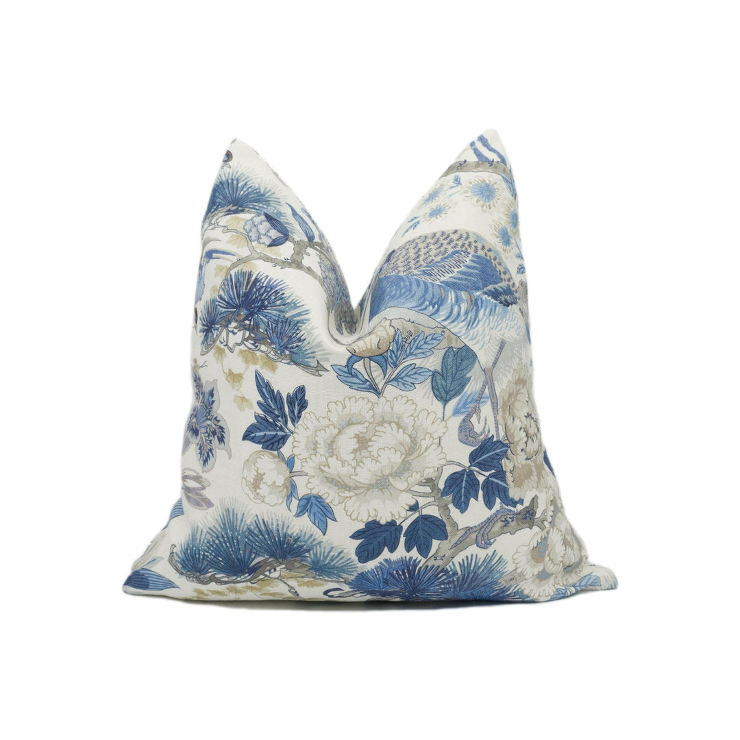 Scalamandre - Shenyang - Porcelain - Timeless Traditional Chinoiserie Designer Cushion Cover - Handmade Throw Pillow Luxury Home Décor.