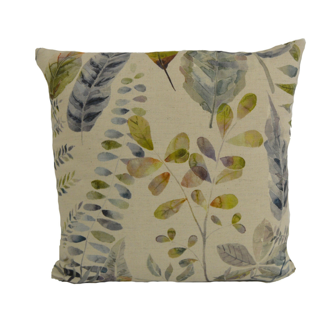 Voyage - Kenton - Skylark - Intricate Hand-Painted Watercolour Leaves Designer Cushion Cover - Luxury Throw Pillow - Handmade Home Decor.