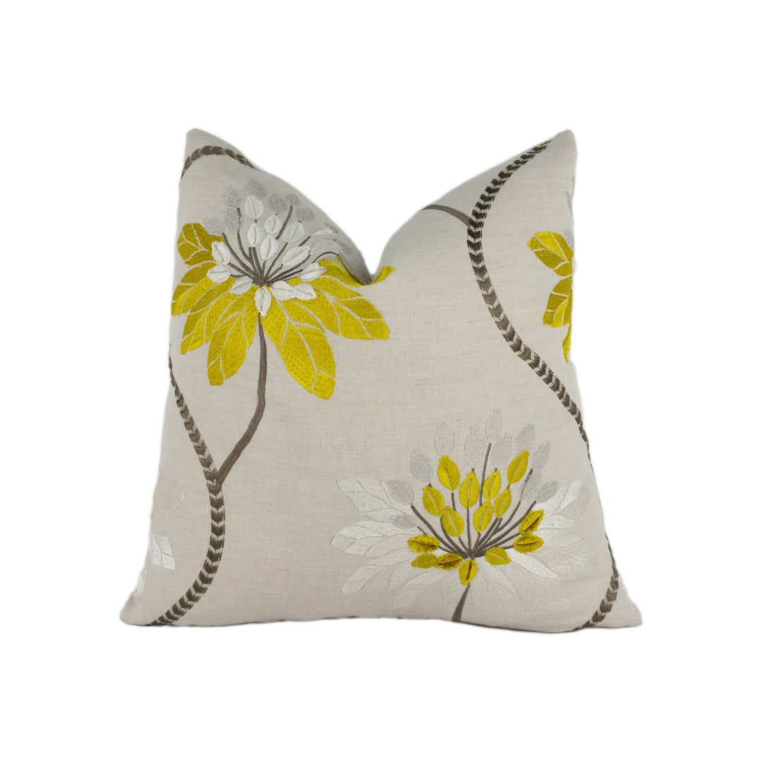 Harlequin - Eloise - Marigold - Stunning Embroidered Floral Designer Cushion Cover Throw Pillow Home Decor