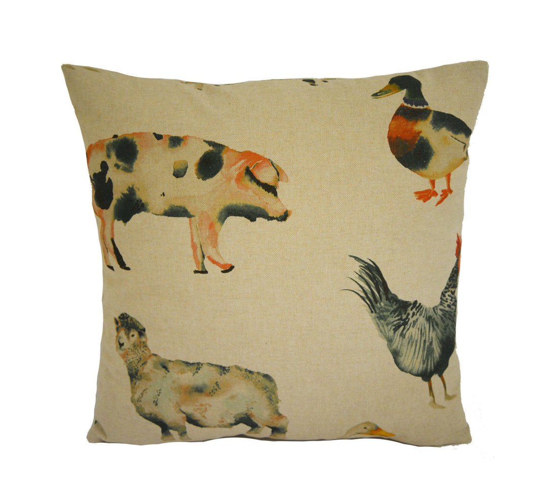 Clarke & Clarke x Studio G - On the Farm - Linen - Lovely Farmhouse Cushion Cover Throw Pillow Designer Home Decor.