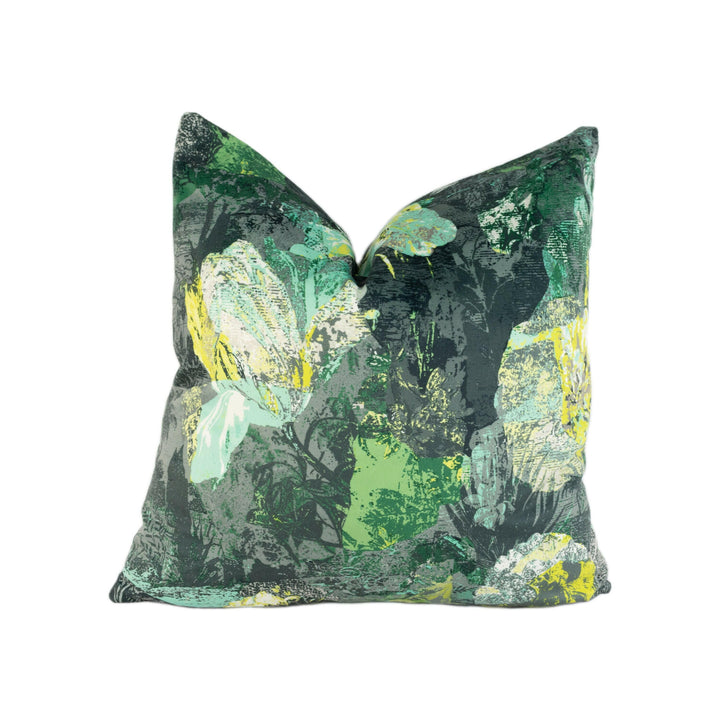 Panaz - Mustique - Green / Grey - Stunning Designer Velvet Cushion Cover Home Décor Throw Pillow.